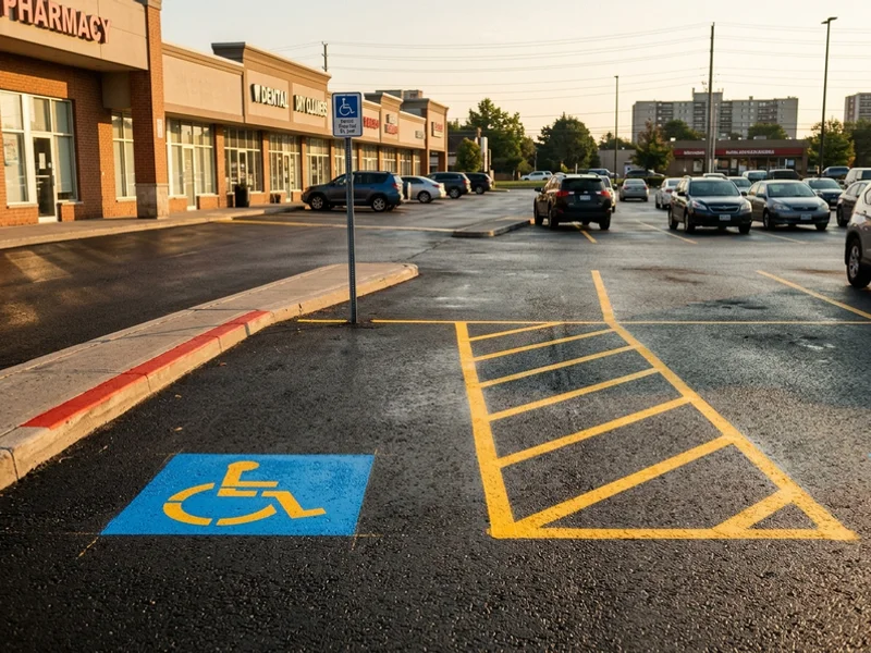 AODA accessible stall painted during a North York parking lot restripe
