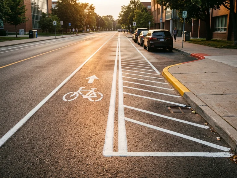 Buffered bike lane on an Etobicoke campus road