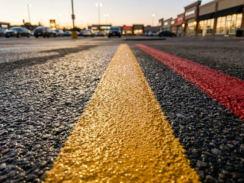 Glass bead reflective media on fresh parking stall paint in Toronto