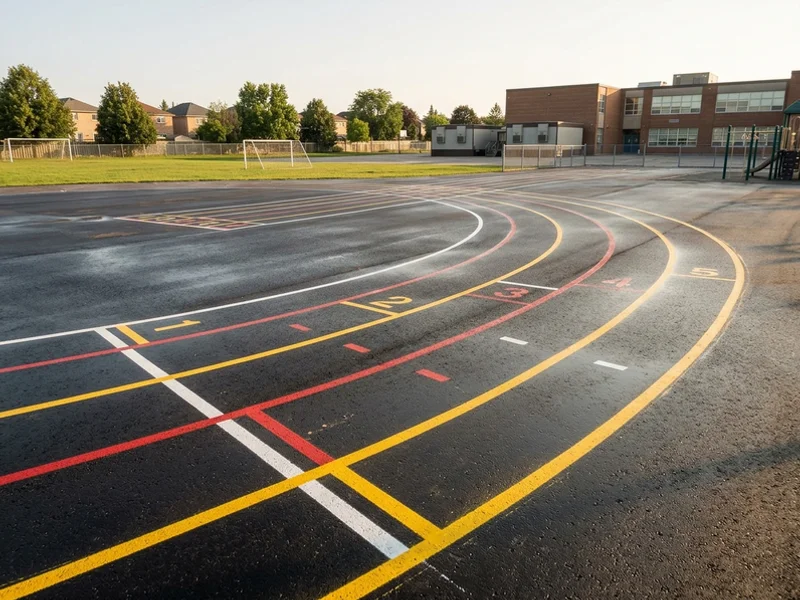 Running track markings on a Scarborough school yard