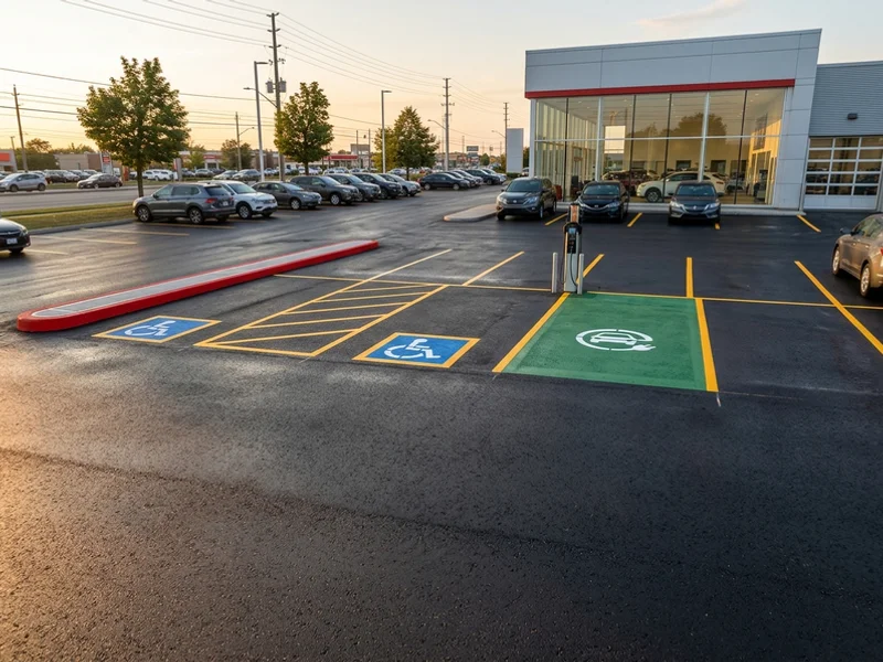 Customer, accessible and EV stalls at a North York dealership