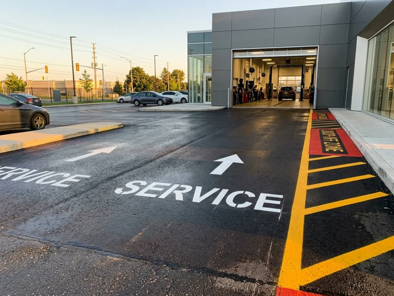 Dealership service lane arrows in Vaughan