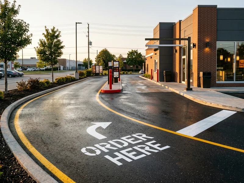 Drive-thru lane markings in Etobicoke