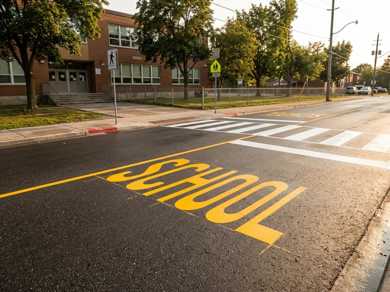 School crossing markings in Etobicoke