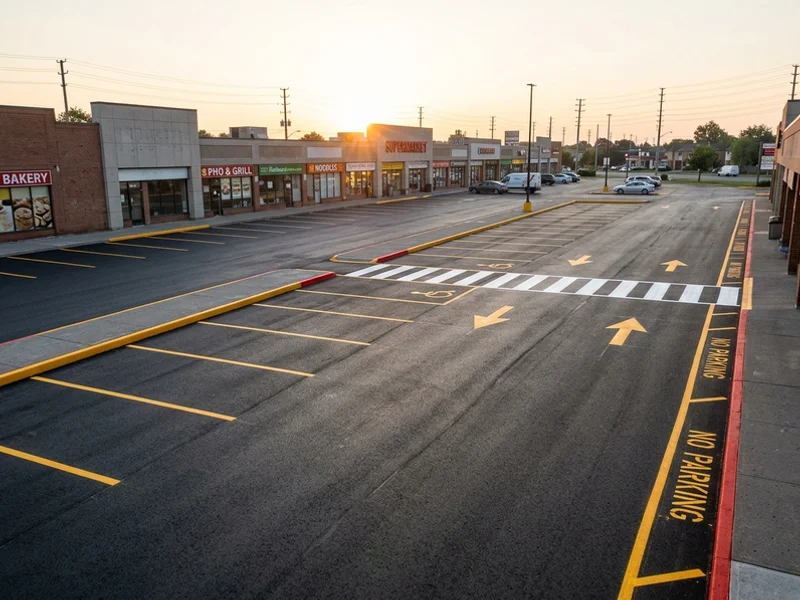 Scarborough food plaza restripe at sunrise
