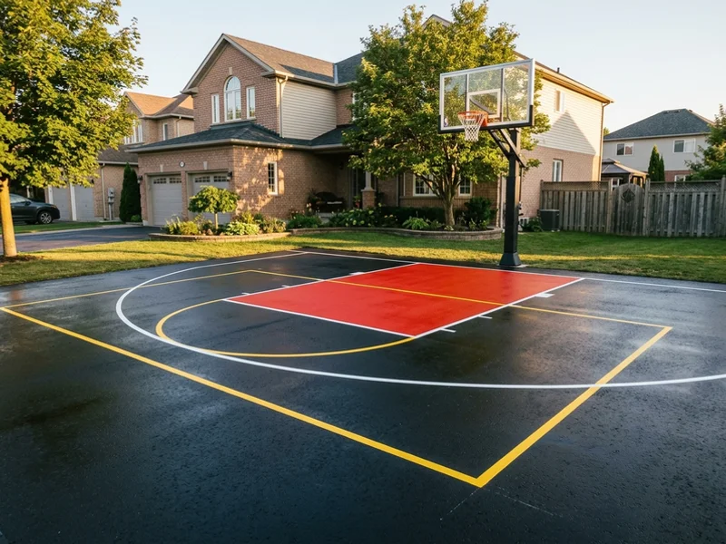 Half-court basketball layout on a Markham driveway