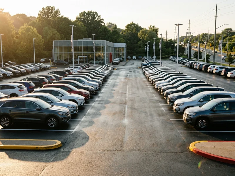 Dealership lot painting Toronto after: straight display rows in Hoggs Hollow