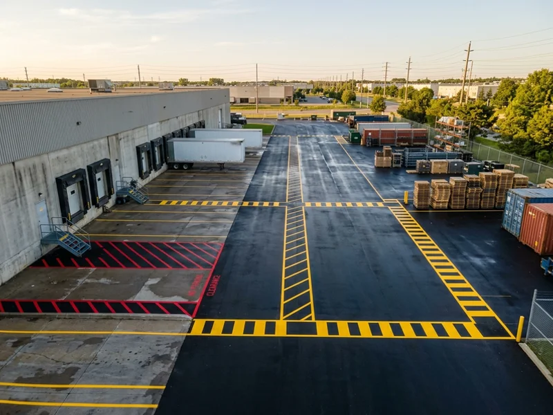 Outdoor forklift lanes on a Vaughan industrial yard