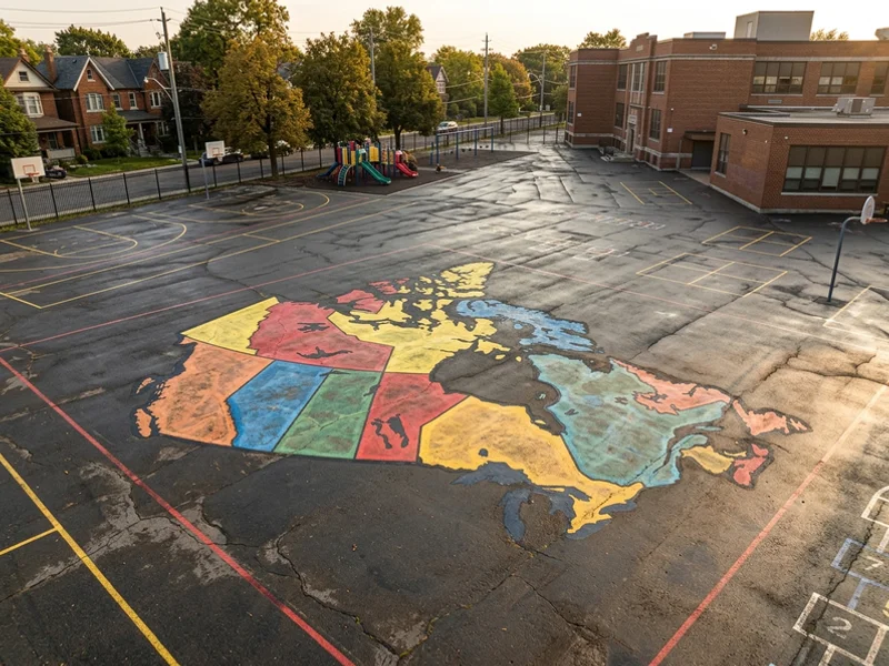 Painted map of Canada on a Toronto school yard