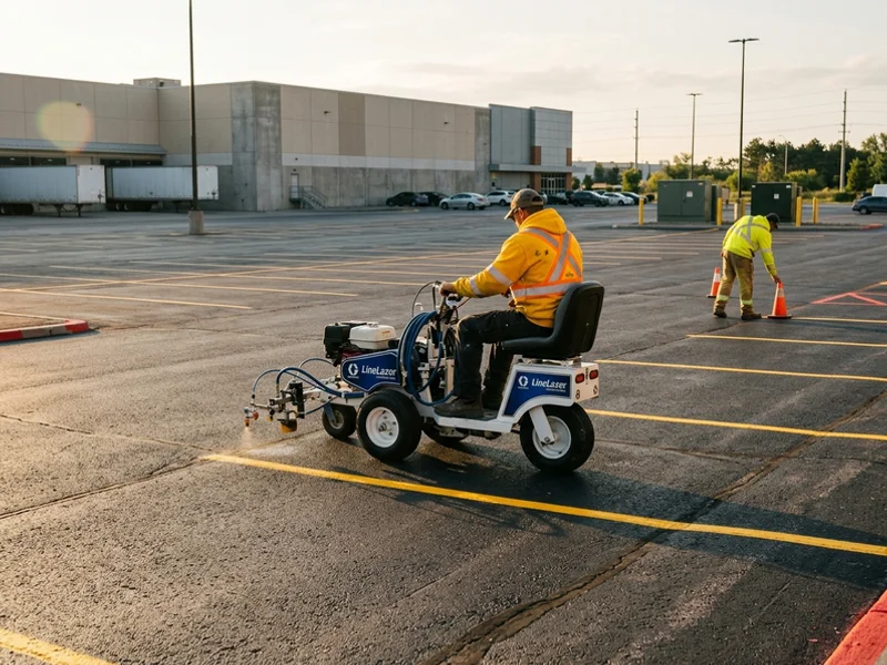 LineLazer with LineDriver striping a Vaughan industrial lot