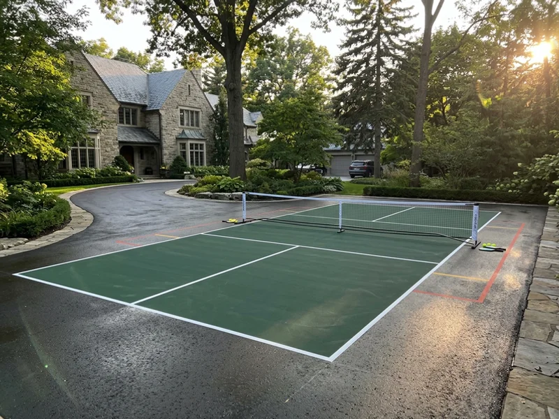 Driveway pickleball court at a Toronto private estate