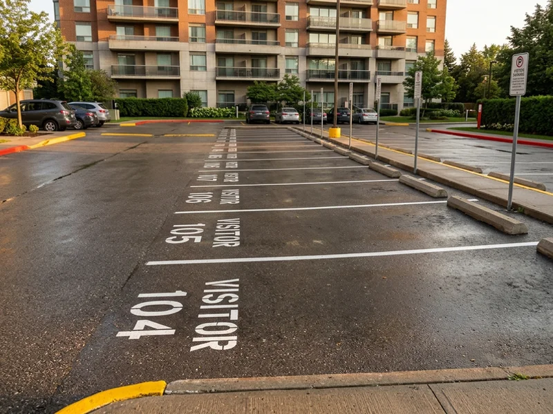 Numbered stalls in a North York condo visitor lot