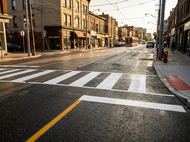 After crosswalk painting: crisp fresh lines in Toronto