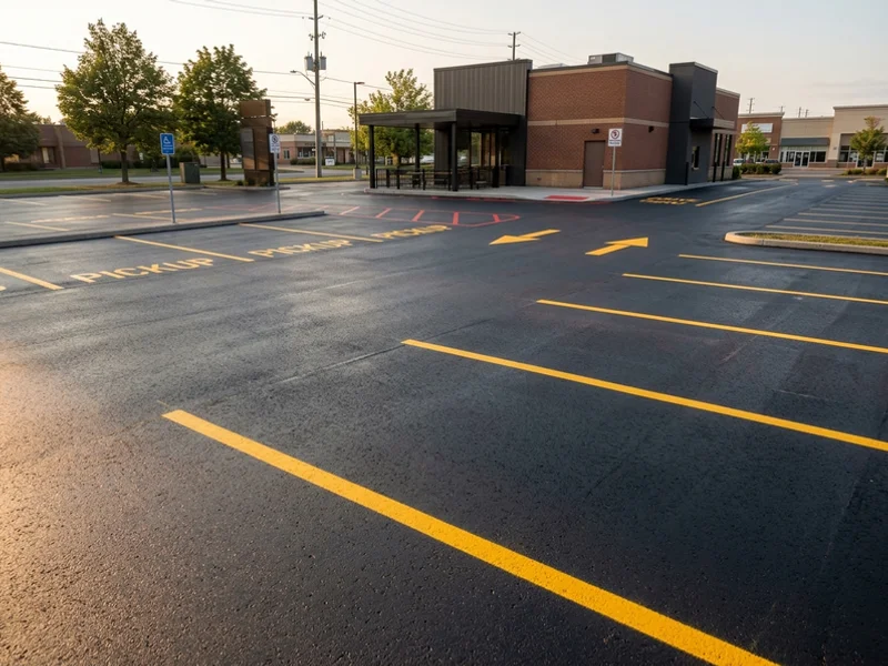 After restaurant lot restriping: crisp fresh lines in Toronto