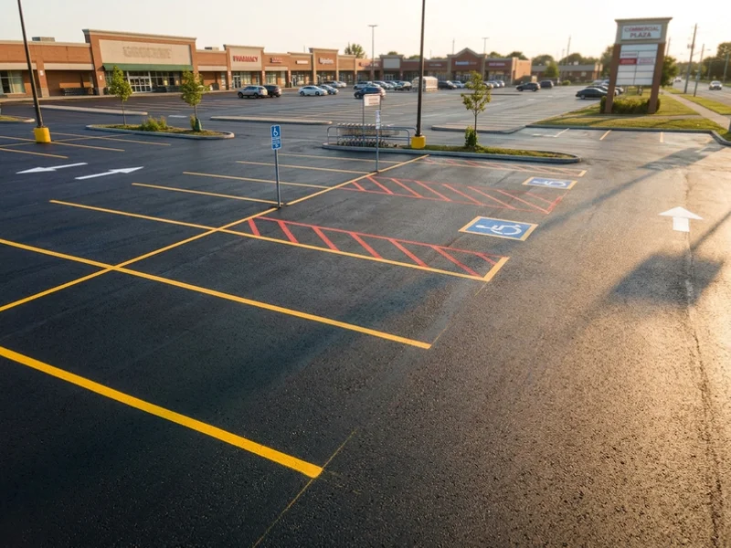 After parking lot line painting: crisp fresh lines in Toronto