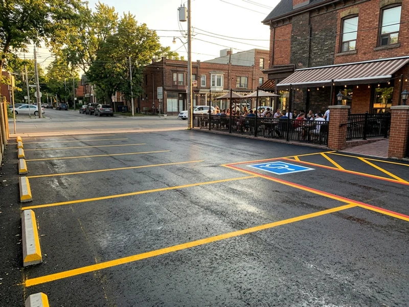 Little Italy restaurant lot restripe with accessible stall