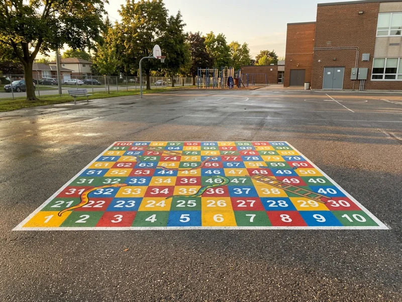 Snakes and ladders game painted on a North York playground