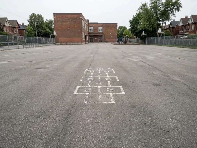 Playground marking Toronto before: bare school yard in The Beaches