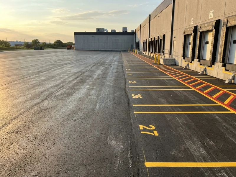 Bramalea truck apron with numbered docks and walkway