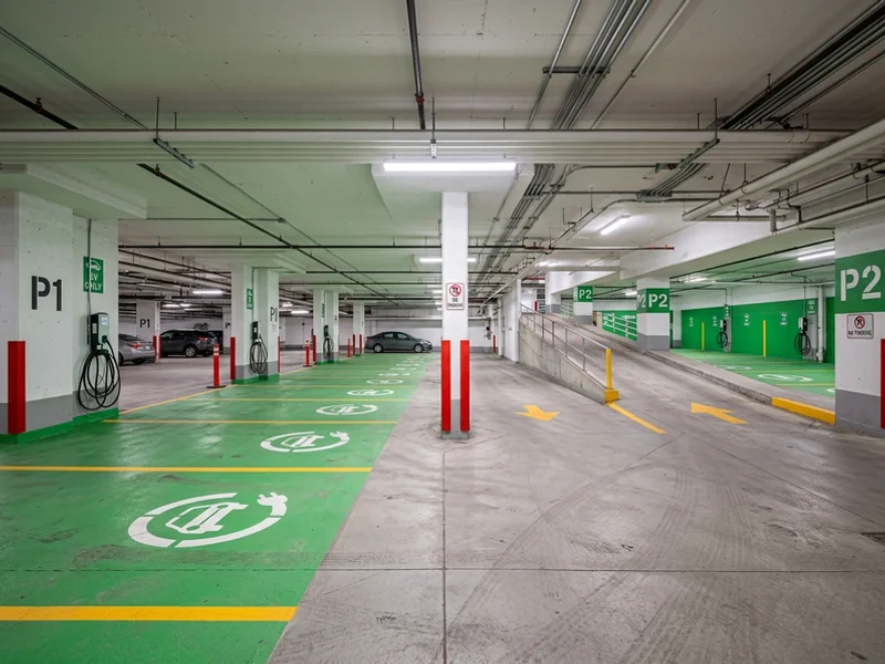 Multi-station condo EV markings in Forest Hill