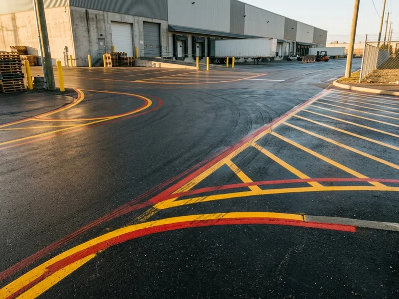 Forklift turning zone markings in Brampton