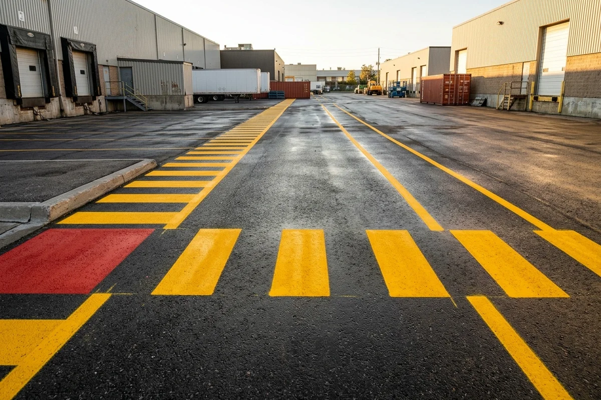 Concord industrial yard thermoplastic forklift lanes