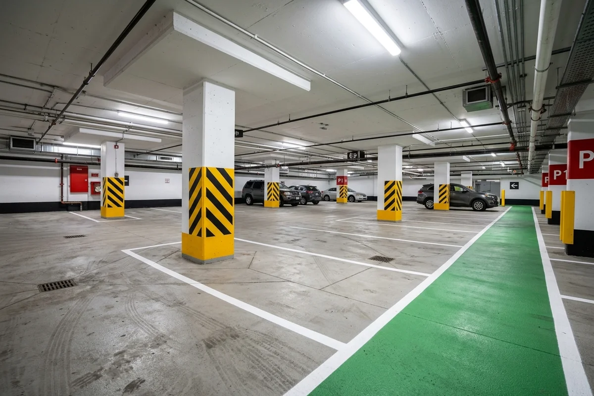 Yonge and Eglinton underground garage after restriping